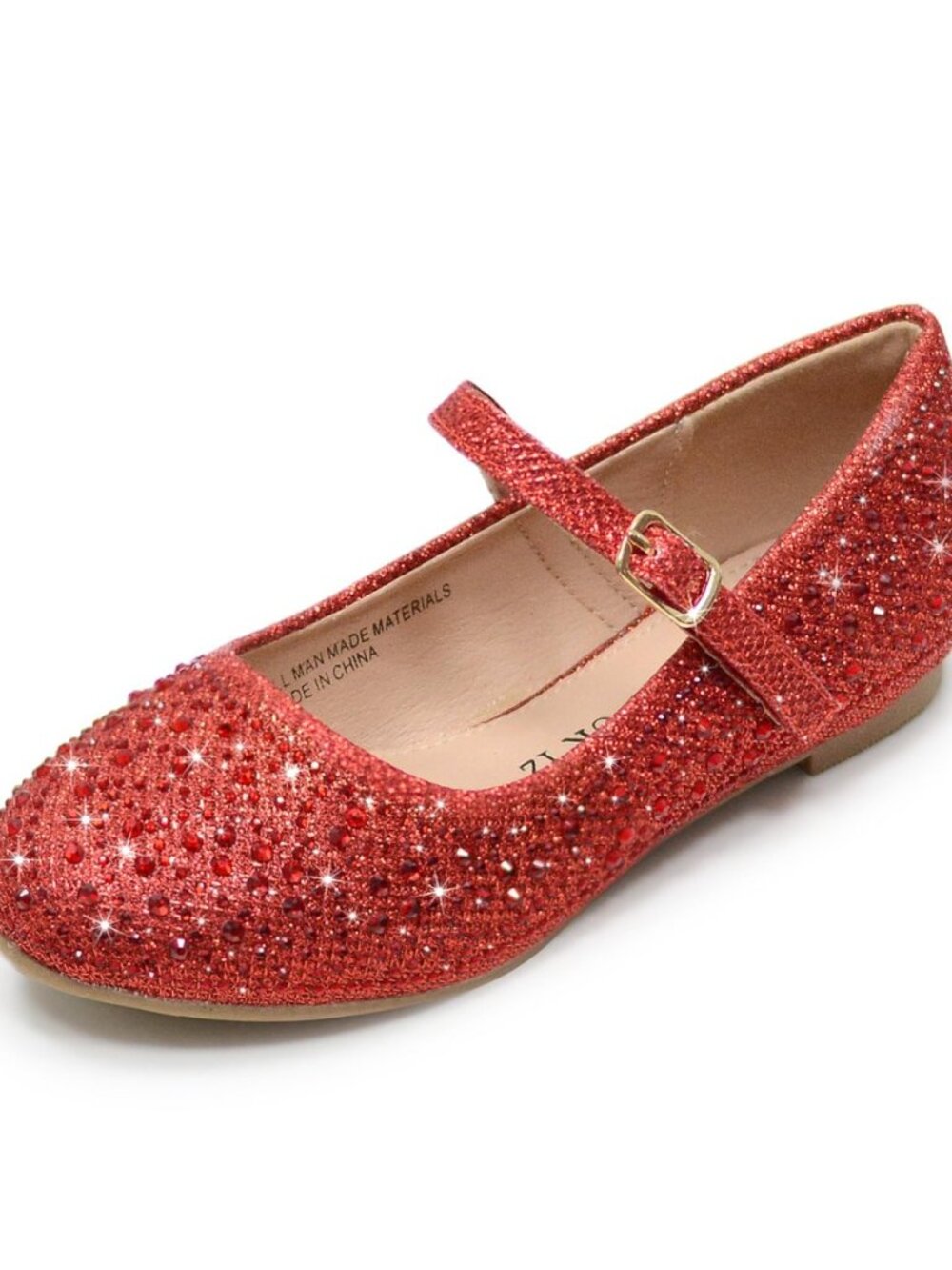 Girls Dress Shoes Sparkle Mary Jane Ballet Flats with Rhinestone Princess Flower